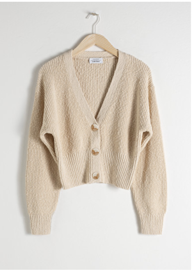 Cropped Textured Cotton Cardigan