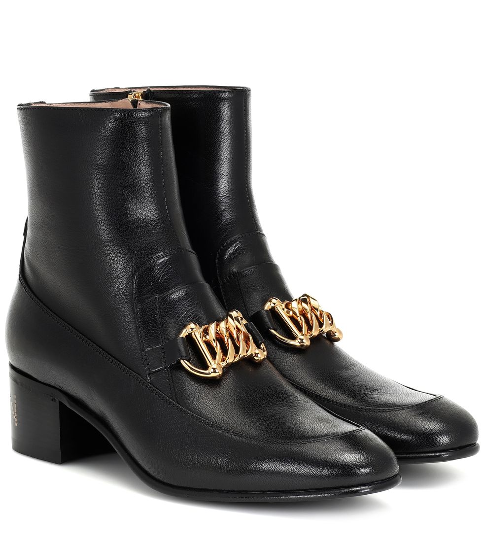 Gucci - Horsebit Chain leather ankle boots 