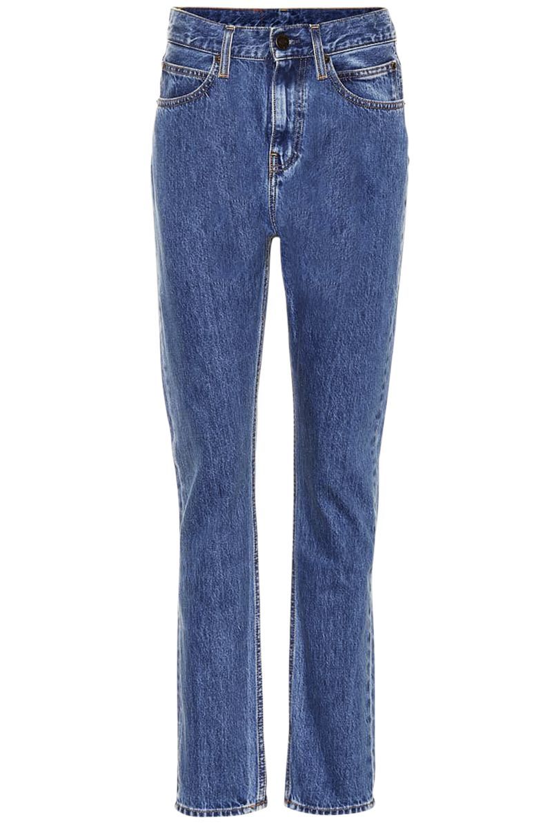 slim high rise piped jeans