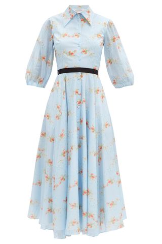 Helen floral-print cotton midi shirt dress