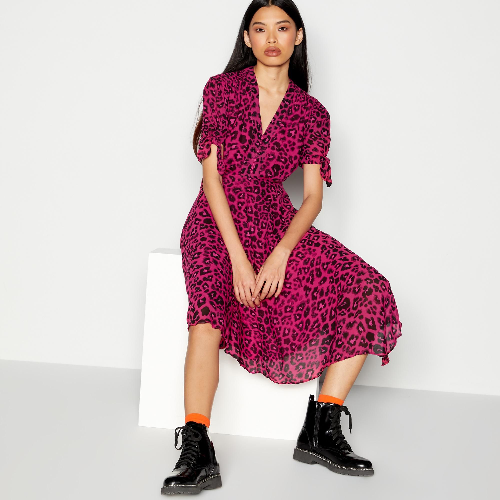 F&f leopard shop print shirt dress