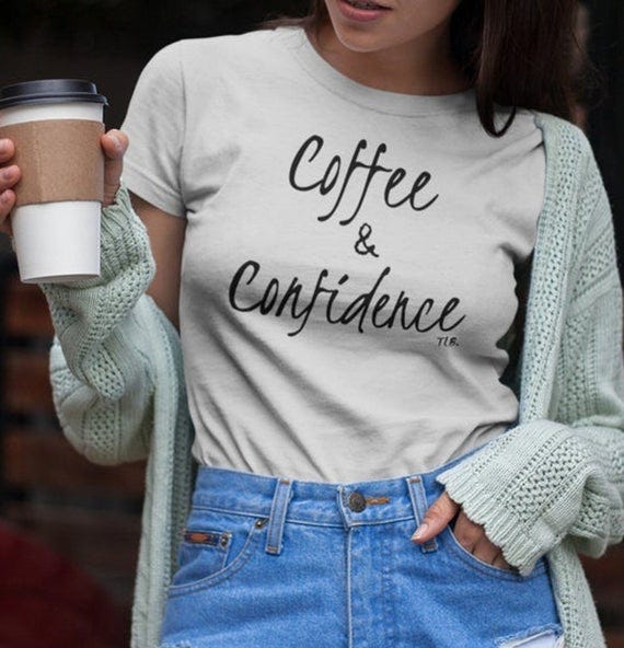 Coffee and Confidence Athletic Heather Grey Tee