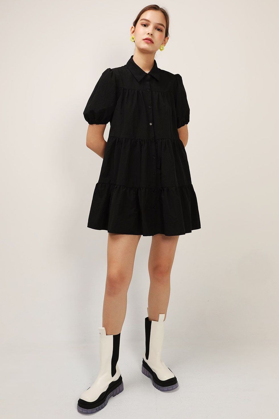 Esther Puff Sleeve Tiered Dress