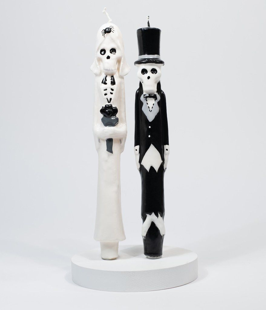 Skeleton Bride and Groom Small Beeswax Candles