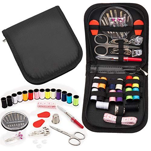 Large Sewing Kit for Home Travel and Emergency with Premium Black Carrying Case kuou 2sets Beginners Sewing Kit 