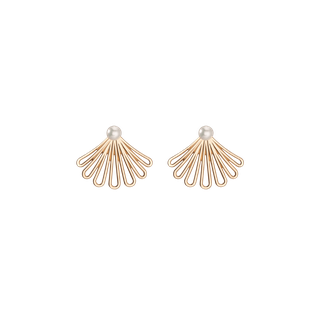 Deco Fan Pearl Earrings