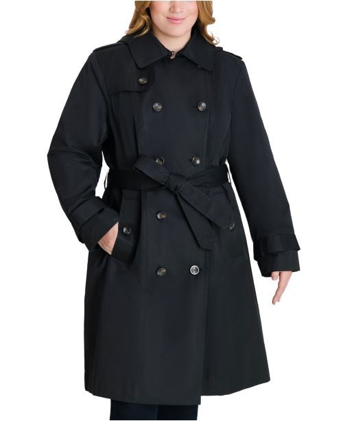 plus size black trench coat