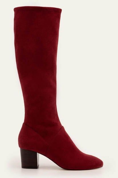 Round Toe Stretch Boots - Maroon