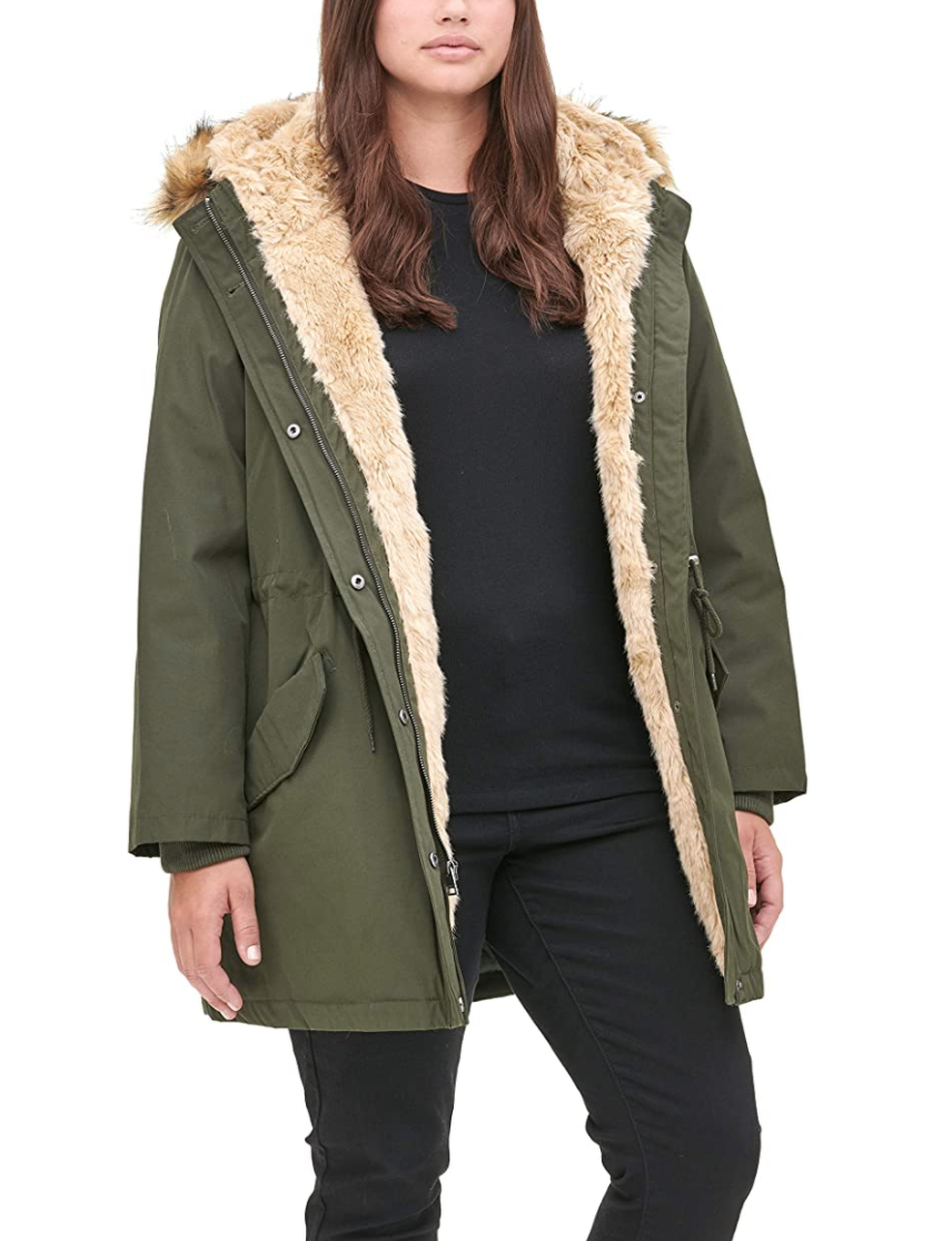 Outwear Women Hooded Coat Windproof Faux Fur Parka Jacket  Winter Warm 