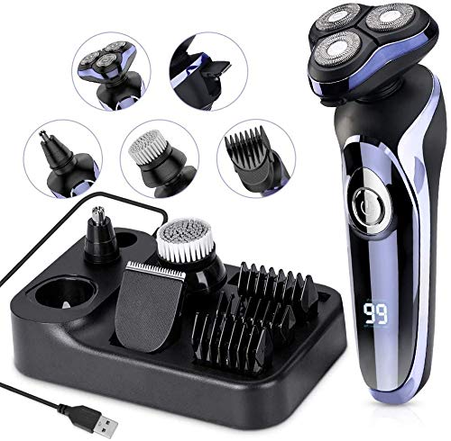 Rasoio da barba elettrico per uomo ergonomico con 3 testine