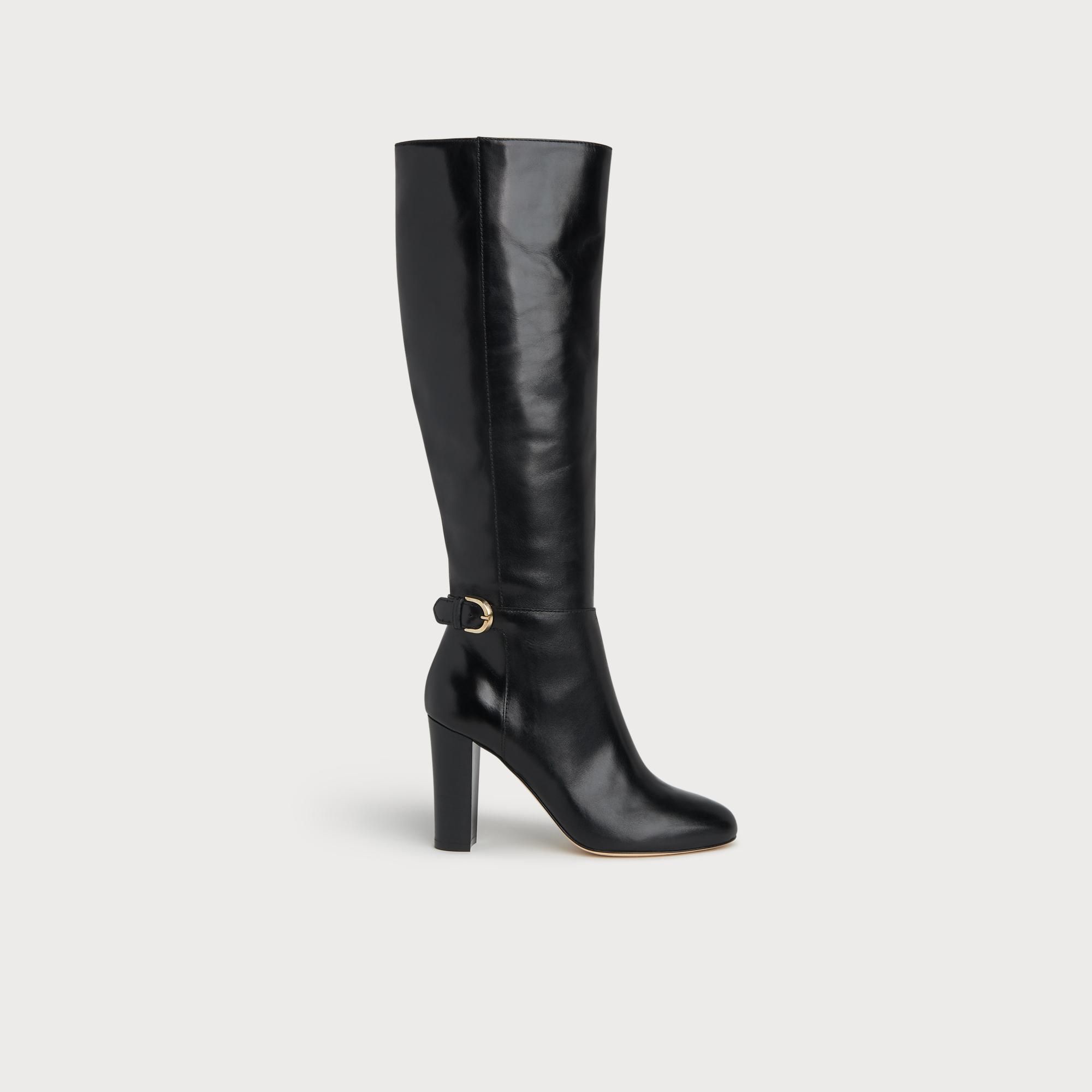 black leather knee high boots uk