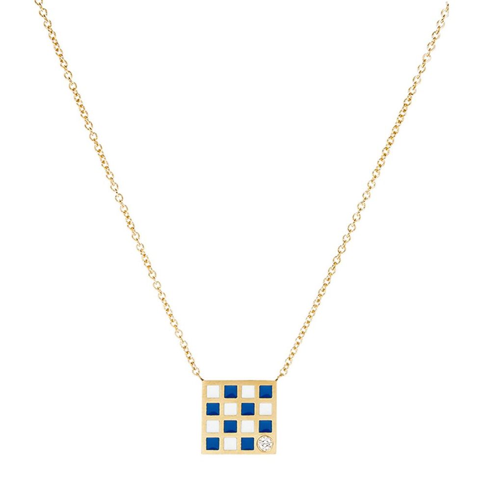 Code Flag Square Diamond Pendant Necklace