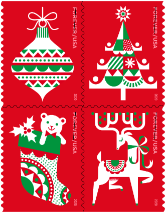 Forever Stamps Christmas 2022 2020 Usps Holiday Stamps - Christmas Postage Stamps