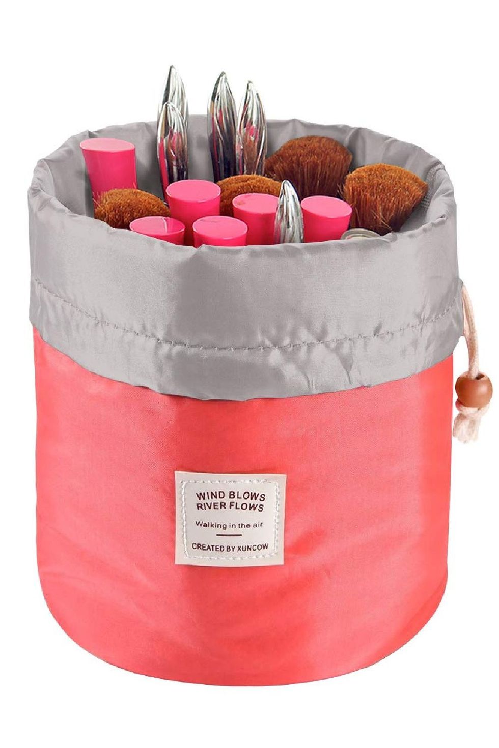 Euow Travel Cosmetic Bags Barrel Makeup Bag