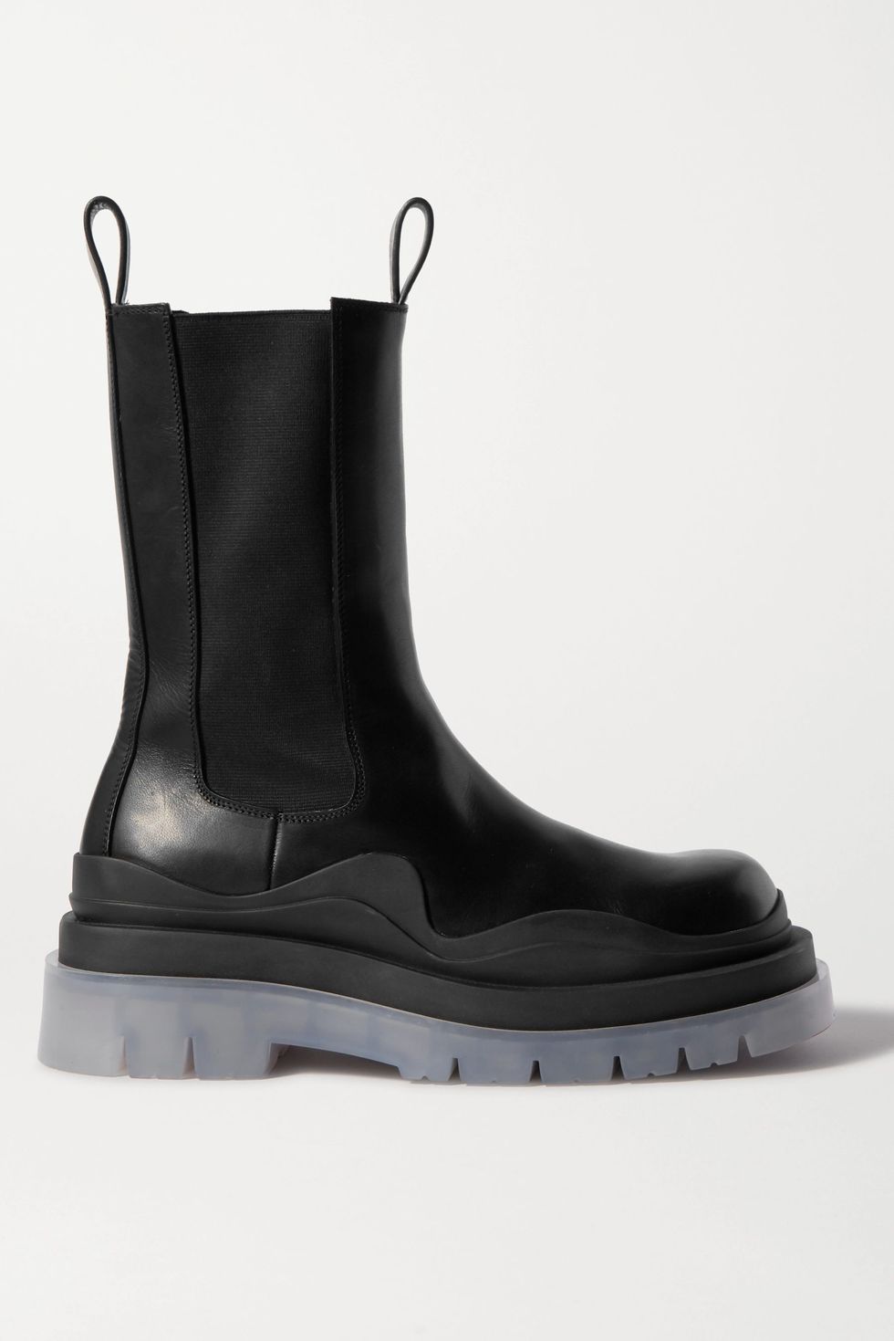 Rubber-Trimmed Leather Chelsea Boot