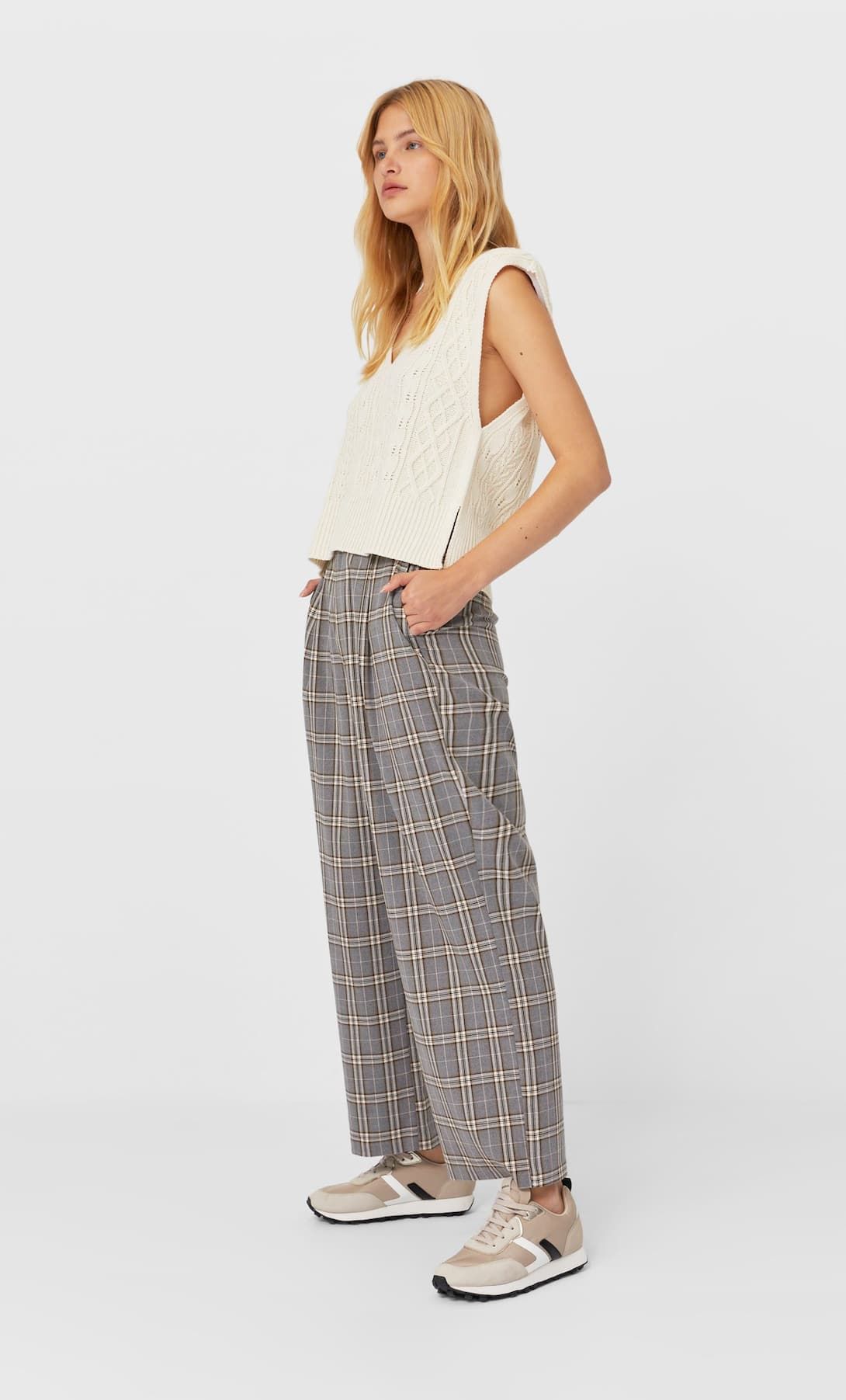 Red Check High Waisted Trousers Trousers  PrettyLittleThing USA