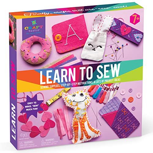 KRAFUN My First Unicorn Kids Sewing kit, Beginner Arts & Crafts, Make 5  Cute Projects with Plush Stuffed Animal, Pillow, Mobile, Keyring and Bag