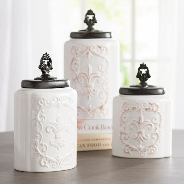 Fleur-de-lis 3-Piece Kitchen Canister Set