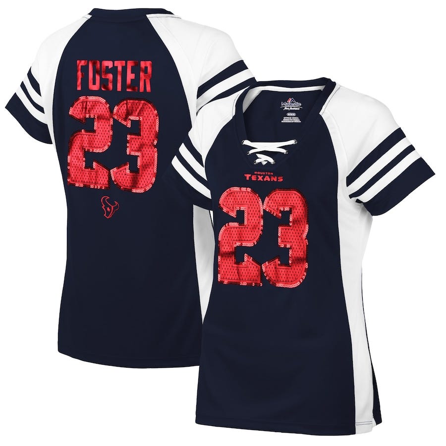 Women's Houston Texans Arian Foster Majestic Pink Draft Him IV T-Shirt