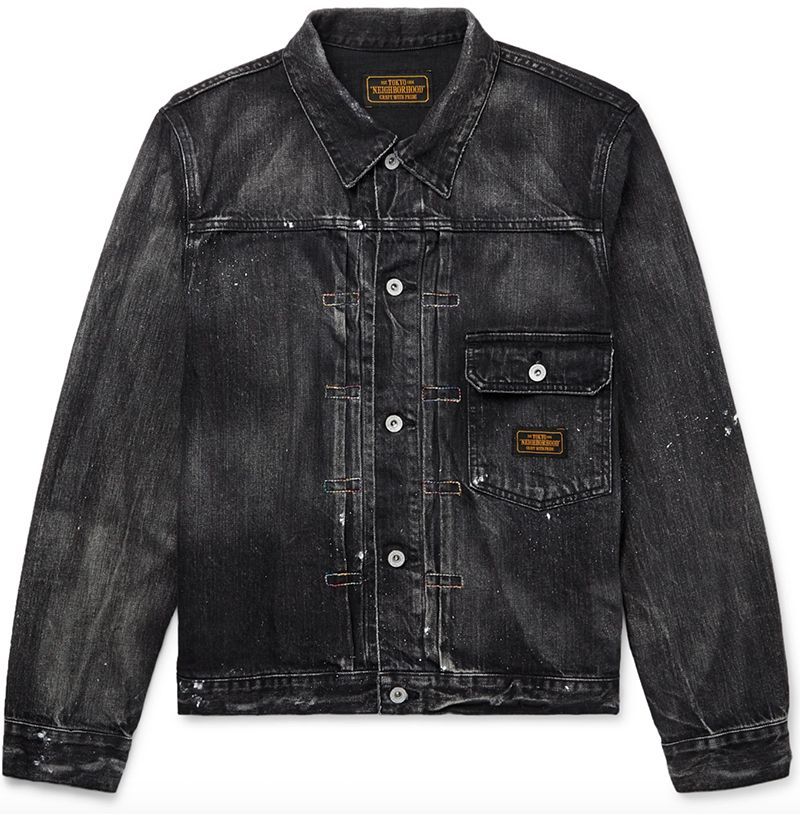 half black half jean jacket