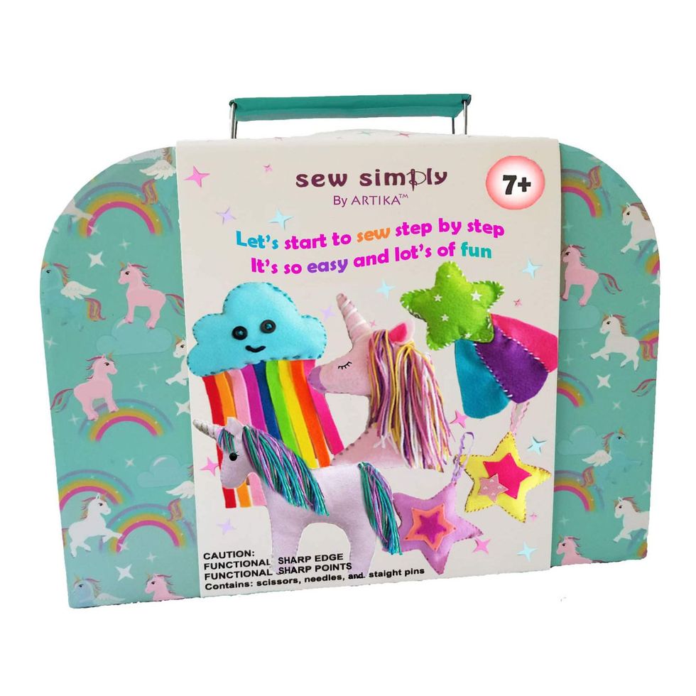 KRAFUN My First Unicorn Kids Sewing kit, Beginner Arts & Crafts, Make 5  Cute Projects with Plush Stuffed Animal, Pillow, Mobile, Keyring and Bag