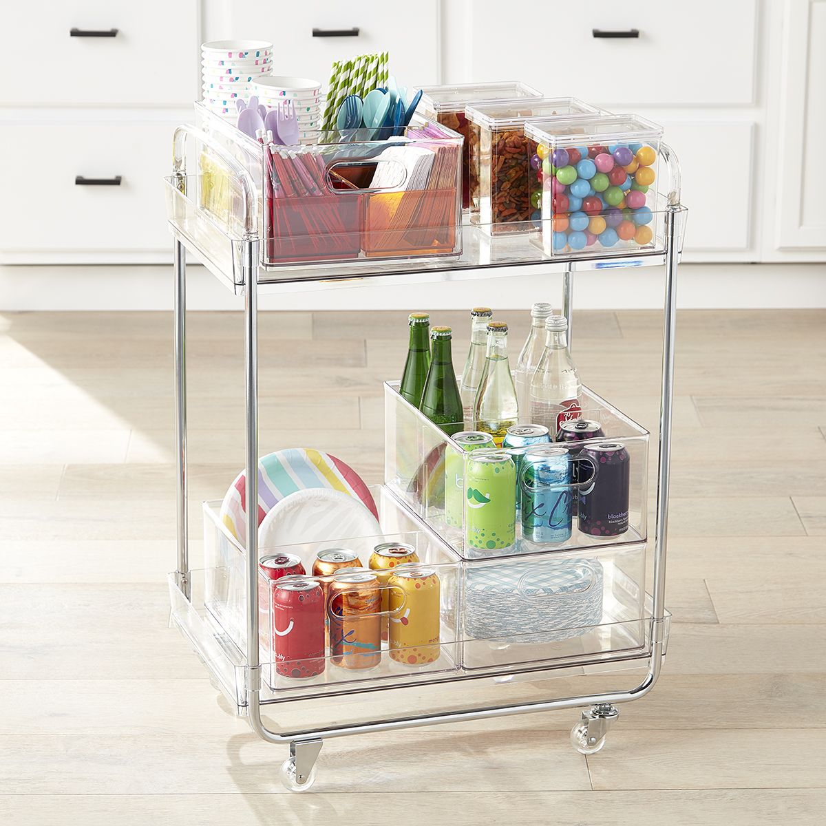 The Home Edit newest Clear Rolling Cart from the Container Store