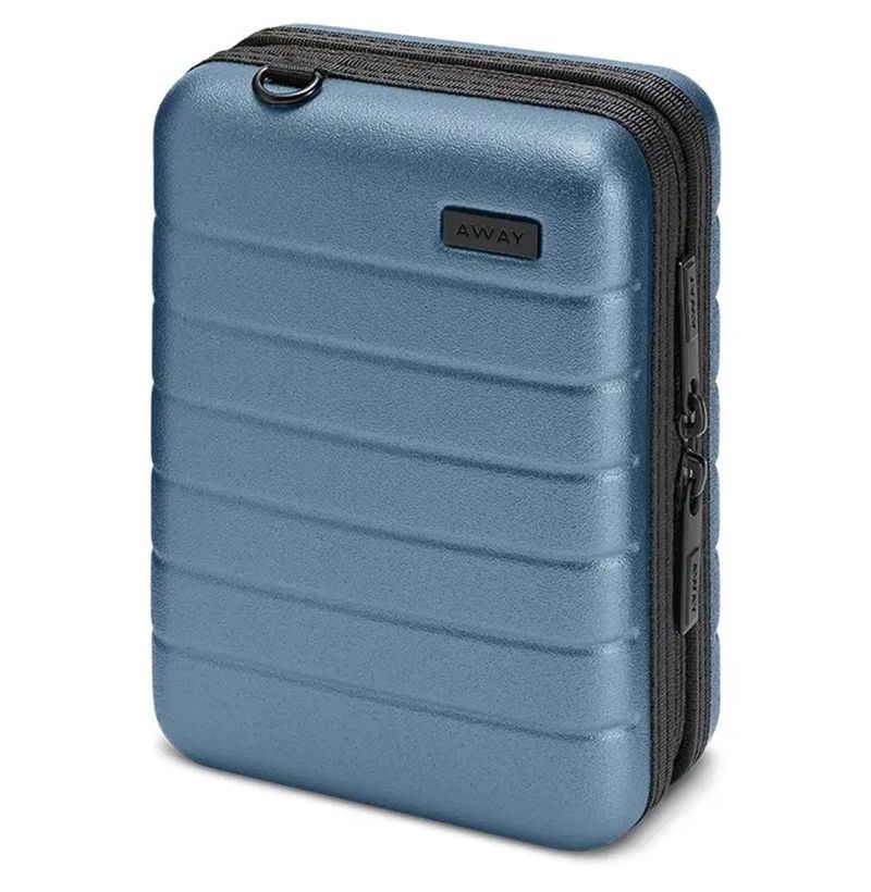 away blue luggage