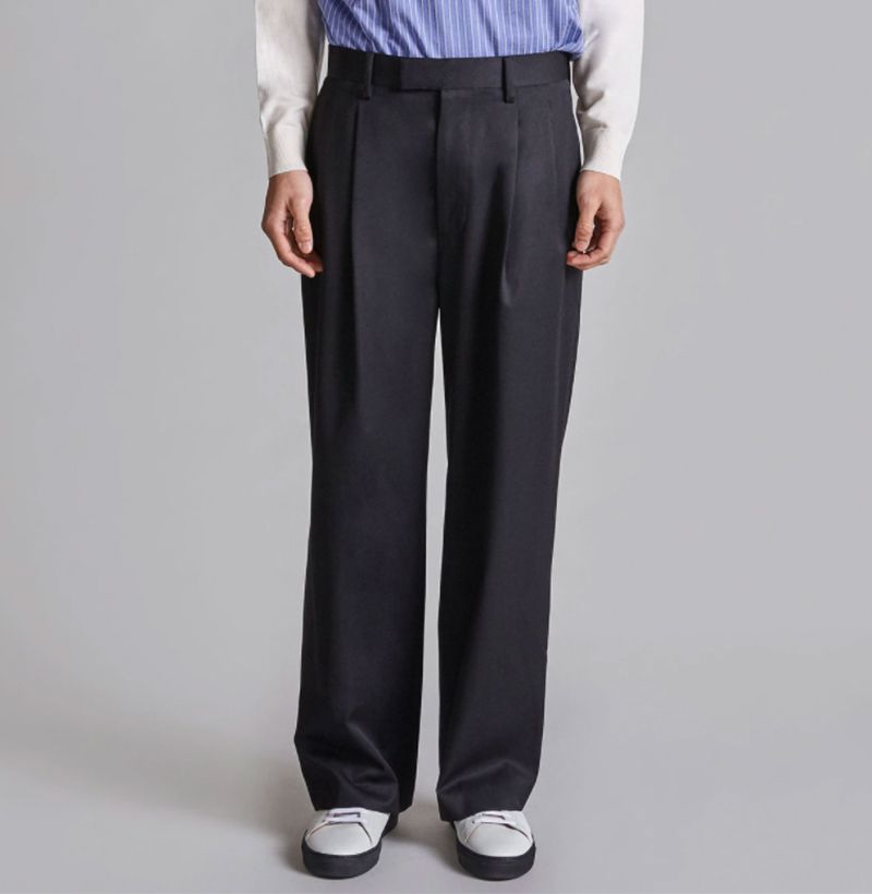 Summer 3-color Pleated Pants Men Fashion Oversized Ice Silk Pants Men  Korean Loose Straight Pants