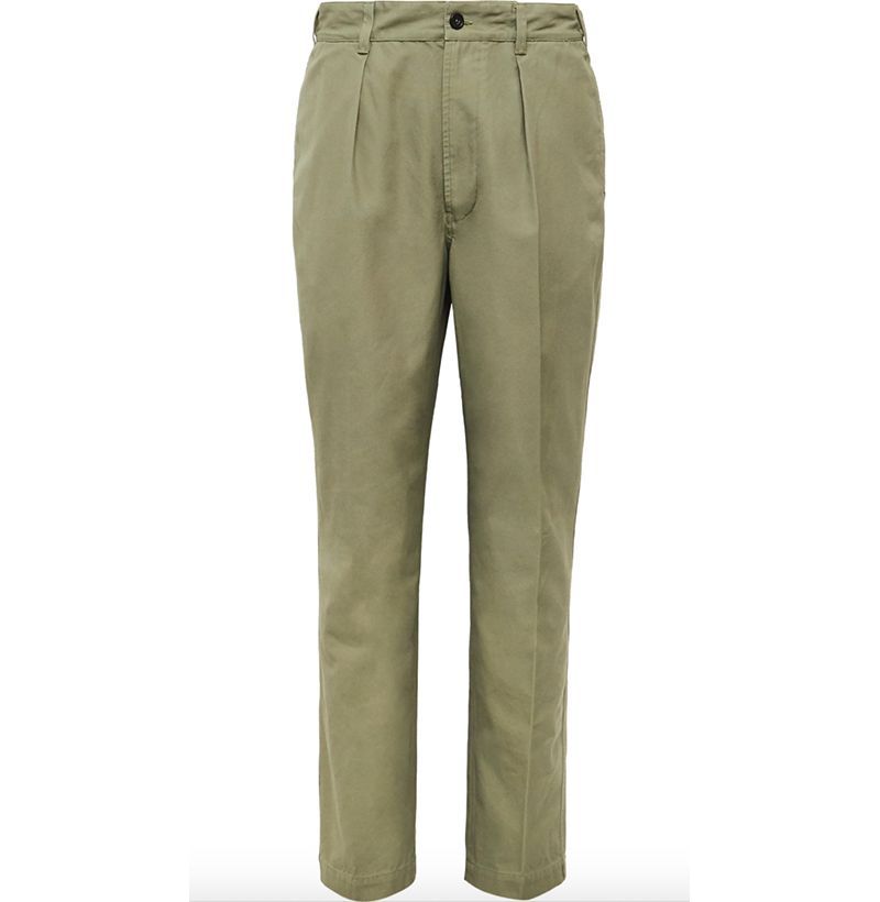 Pleated Cotton Suit Trousers