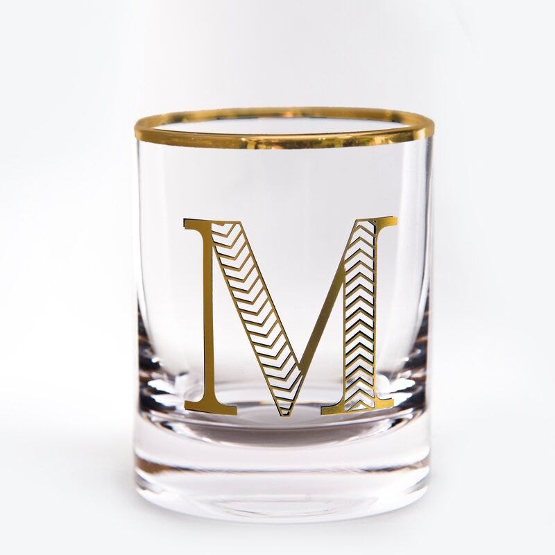 Qualia Glass Monogram Whiskey Glasses (Set of 4)