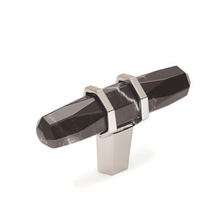 Carrione 2-1/2 in. (64 mm) L Marble Black/Polished Nickel Cabinet Knob