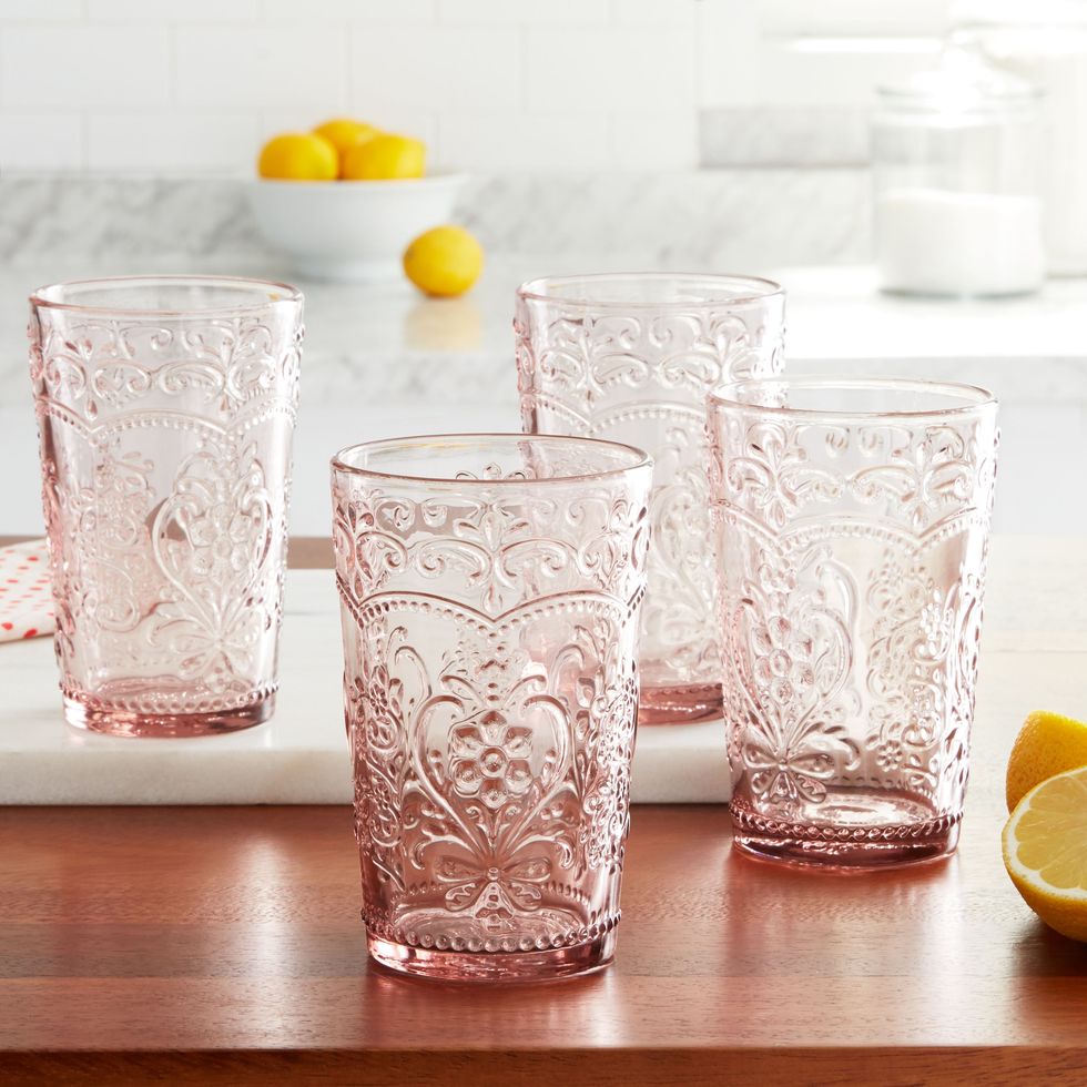The Pioneer Woman Amelia 15.22-Ounce Rose Glass Tumblers