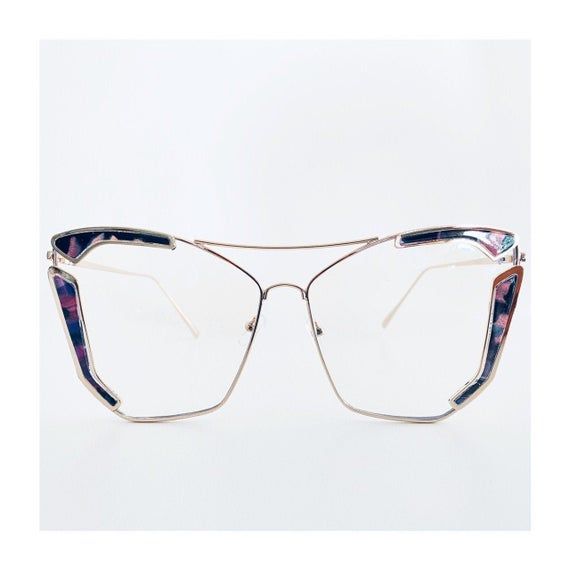 Gold Frame Oversized Blue Light Blocking 70s Eyeglasses