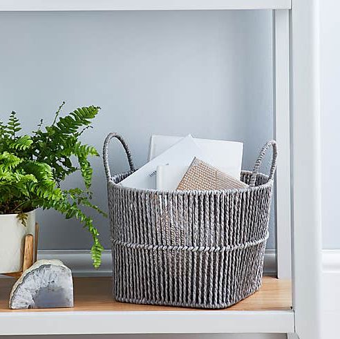Small Grey Woven Storage Basket