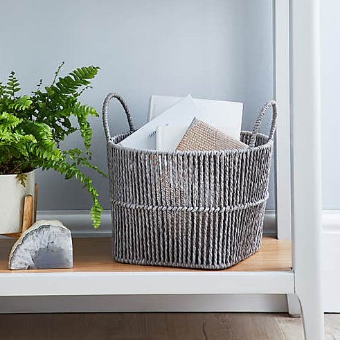 Small Grey Woven Storage Basket