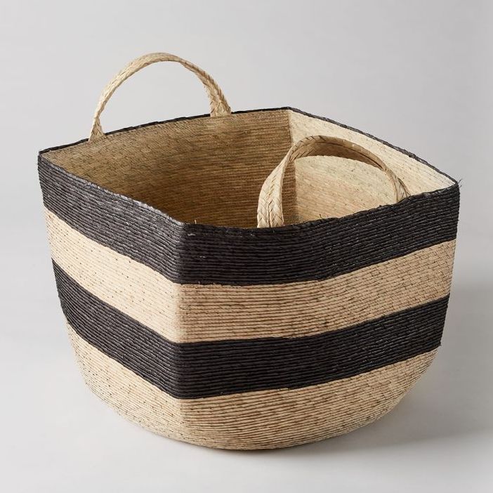 Square Revistero Storage Basket Black & Natural