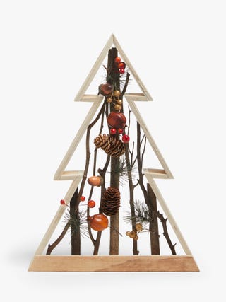 Bloomsbury Wood Frame Tree Decoration, Orange