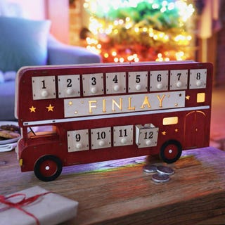 Personalised Vintage Wooden LED Bus Advent Calendar