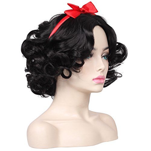 Black Wig with Red Bow
