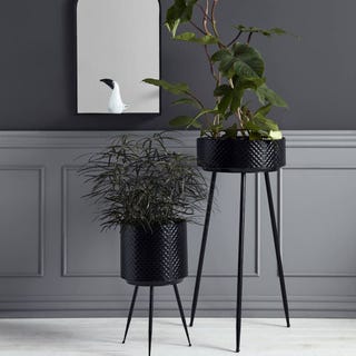 Black Scalloped Embossed Iron Planters