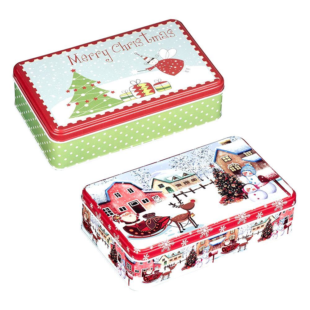 Red Gingerbread Man Christmas Cookie Tin Round Container 7-Inch 