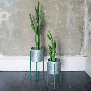 Set of Two Round Zinc Plant Stands