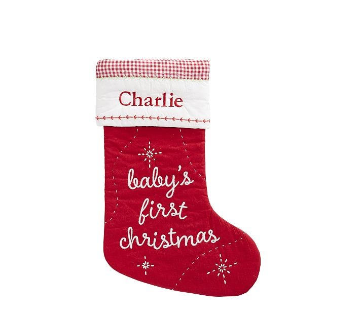 Personalised Christmas Stocking Baby's First Christmas Rudolph Red 
