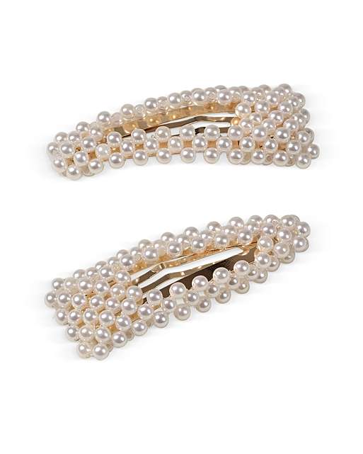 Pearl White Hair Clips 