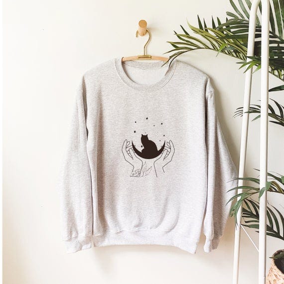 Cat On The Crescent Moon Sweatshirt