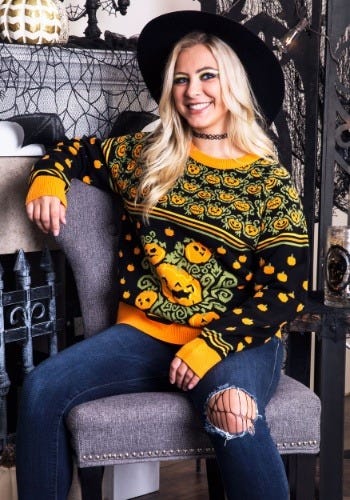 Adult Pumpkin Patch Halloween Sweater