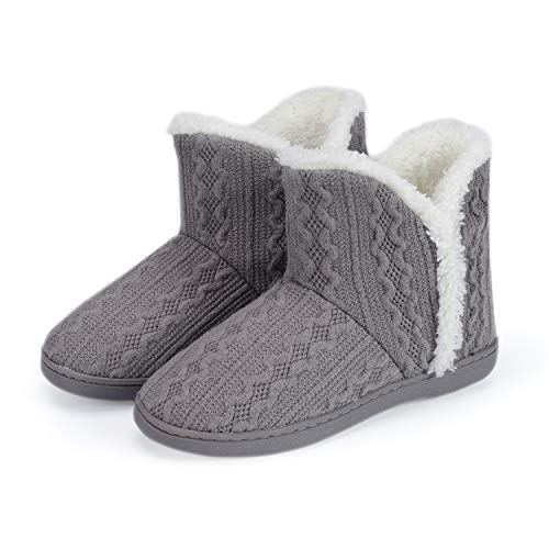 TUOBUQU Knit Warm Bootie Slippers