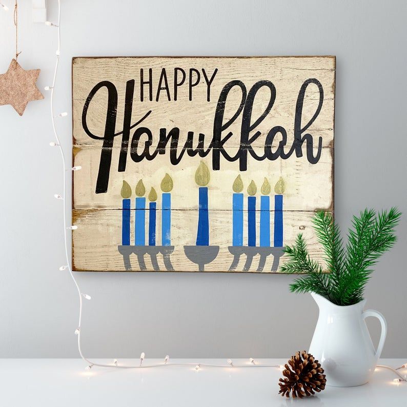 Happy Hanukkah Wood Sign