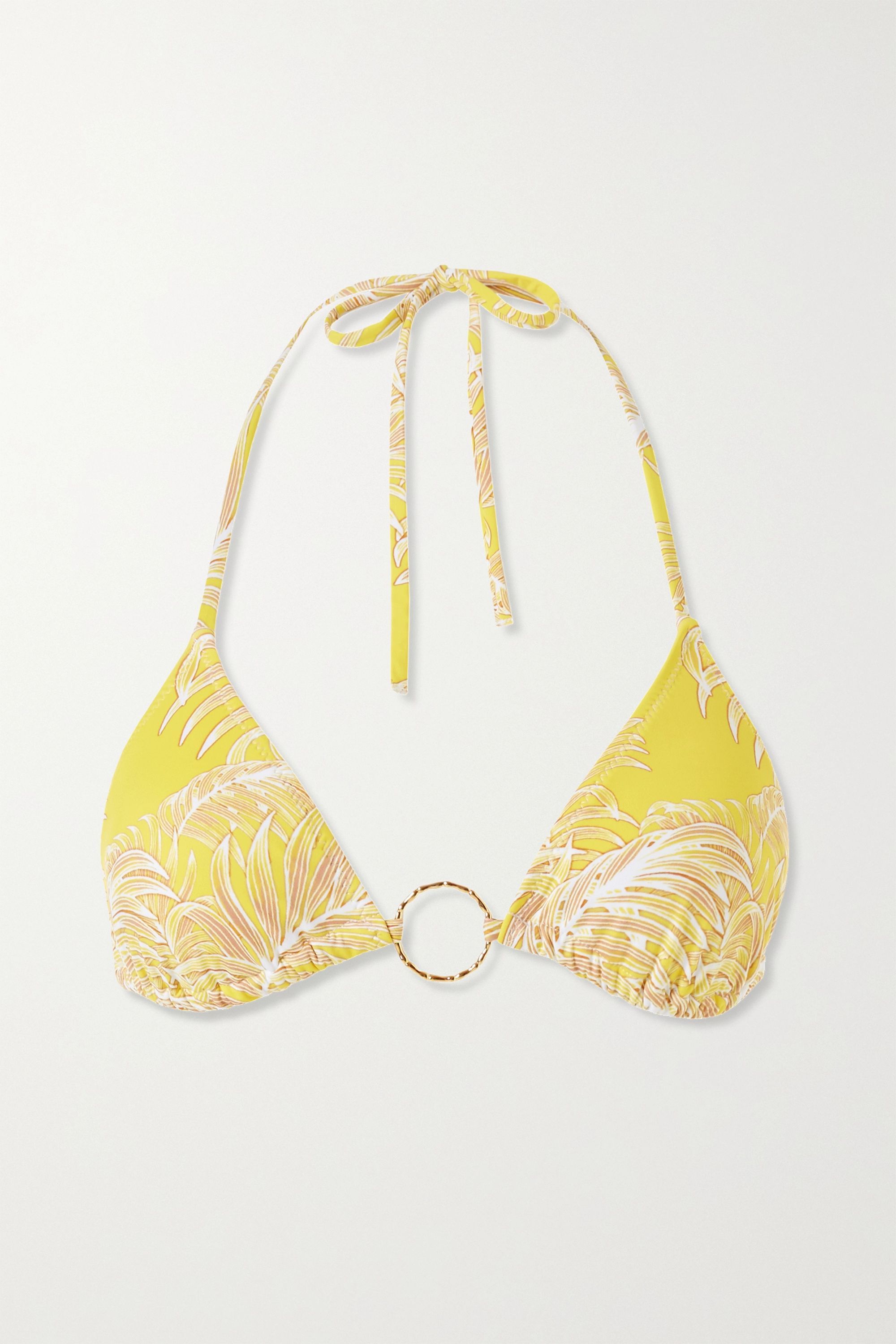 Miami Embellished Printed Triangle Bikini Top