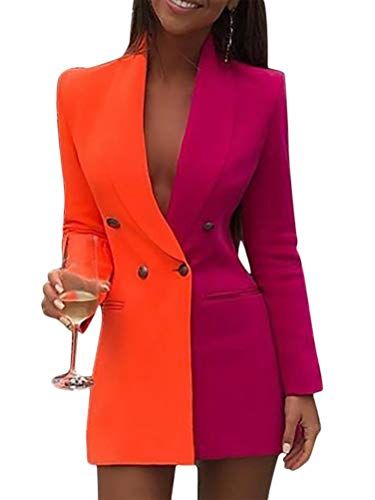 Vestito da cocktail blazer donna corto bicolore rosso e arancione